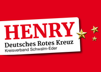 Logo des HENRY-Magazins des DRK-Kreisverbands Schwalm-Eder mit roten Sternen auf rotem Hintergrund.